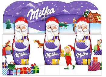 Milka Holiday Mini Alpine Milk Chocolate Santas 3 Count 45g