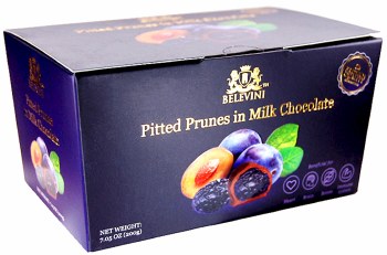 Belevini Premium Quality Milk Chocolate Covered Pitted Prunes 200g