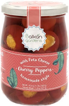 Balkan Gardens Homestyle Red Cherry Peppers Stuffed with Feta Cheese 520g