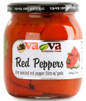 VaVa Fire Roasted Red Pepper Fillets With Garlic 500g