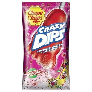 Chupa Chups Crazy Dip Stawberry Flavored Popping Candy and Lollipop 14g