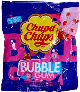 Chupa Chups Maxi Bubble Gum Lollipop Pack 7 Lollipops 126g