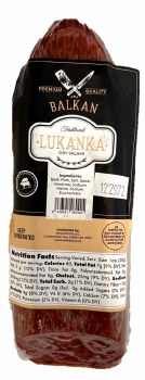 Balkan Traditional Lukanka Beef and Pork Dry Salami 454g F