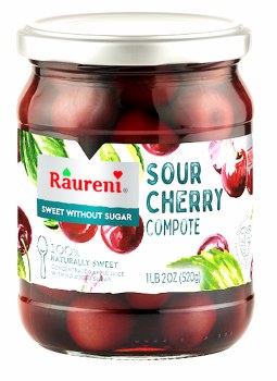 Raureni Sour Cherry Compote No Sugar Added 520g