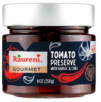 Raureni Gourmet Tomato Preserve with Garlic and Chili 8oz