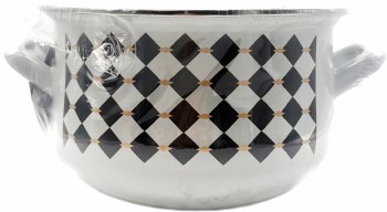 LS Home Previllage Enamel Grey with Black and Yellow Cooking Pot with Lid 3.8L