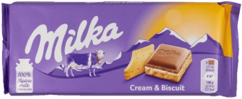 Milka Cream and Biscuit Chocolate 100g