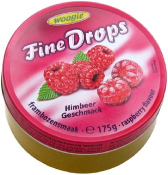 Woogie Fine Drops Raspberry Flavored Hard Candy 175g