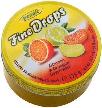 Woogie Fine Drops Orange and Lemon Flavored Hard Candy 175g