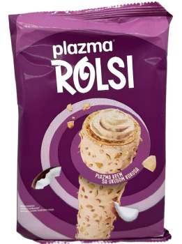 Bambi Plazma White Chocolate Rolls Filled with Plazma and Coconut Flavored Cream 98g