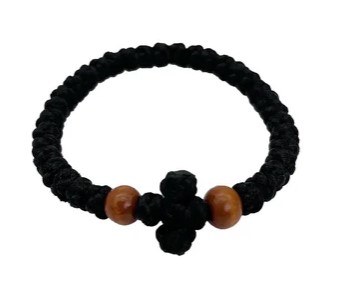 Black Prayer Rope with Brown Beads