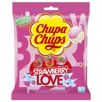 Chupa Chups Srawberry Love Lollipop Pack 10 Lollipops 120g