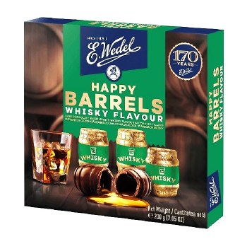 E. Wedel Happy Barrels Dark Chocolates with Whiskey Flavored Filling 200g