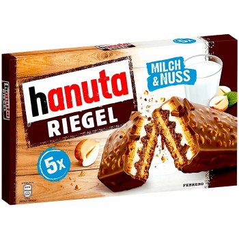 Ferrero Hanuta Riegel Chocolate Wafer Bar with Hazelnut Filling 34g