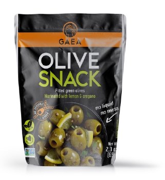 Gaea Olive Snack Pitted Green Olives Marinated with Lemon & Oregano 65g