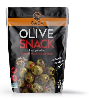 Gaea Olive Snack Pitted Green Olives Marinated with Chili & Black Pepper 65g