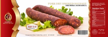 Georges Brand Sremska Dry Cured Pork Sausage Approx. 1 lb PLU 100 F