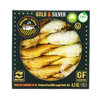 Grilled Catch Brisling Sardines in Oil Gold and Silver 120g