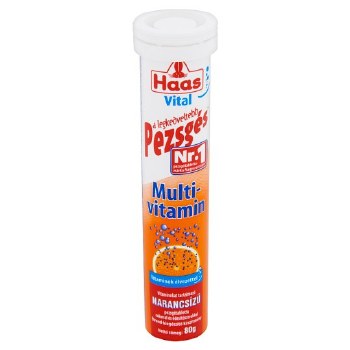 Haas Pezsges Orange Flavor Effervescent Multivitamin Tablets 80g
