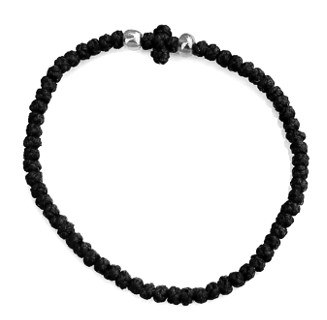 Handmade Orthodox Black Komboskini Prayer Rope with Black Beads