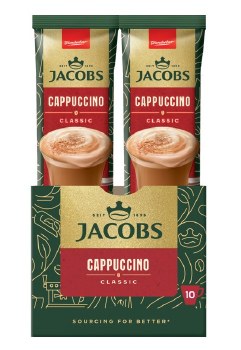 Jacobs Classic Cappuccino Instant Coffee Packets 10 Count 187g