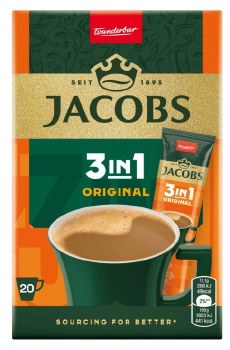 Jacobs 3 in 1 Original Instant Coffee Packets 20 Count 252g
