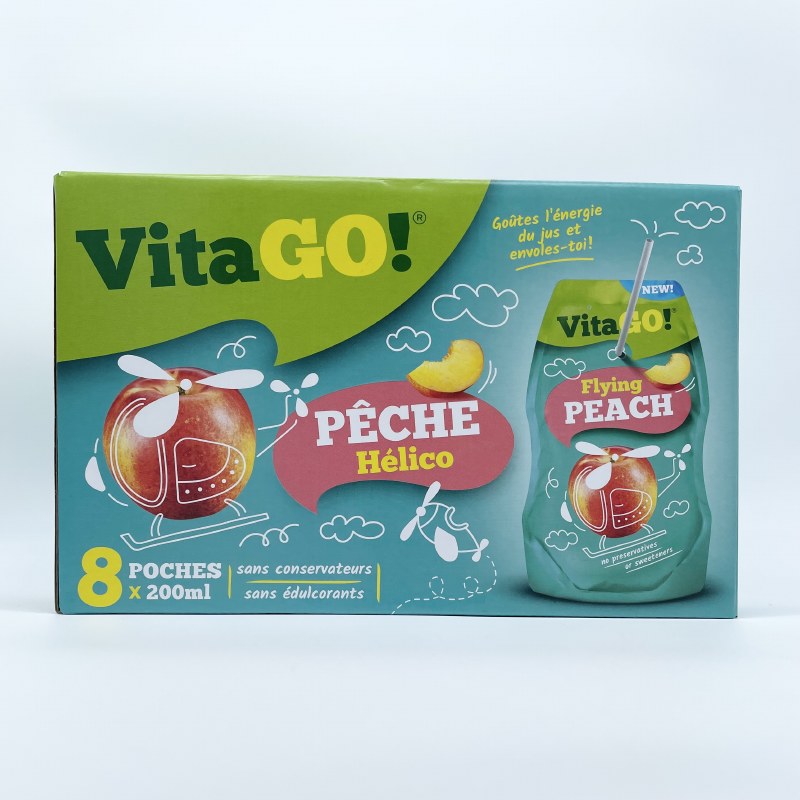 Soko VitaGo Peach Fruit Juice Pouches 8 pack - PVEuroMarket.com