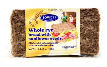 Lowell Whole Rye Bread with Sunflower Seeds 500g