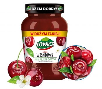 Lowicz Sour Cherry Jam XXL Reduced Sugar 450g