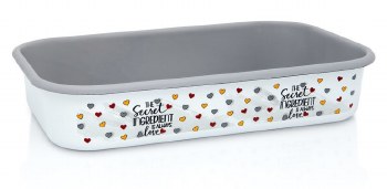Metalac Gray Baking Pan with Love Design Djuvecara 32 cm Diameter
