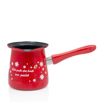 Metalac Red Coffee Pot with Flower Design 13 cm Diameter