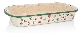 Metalac White Baking Tray with Flower Design Djuvecara 34 cm Diameter