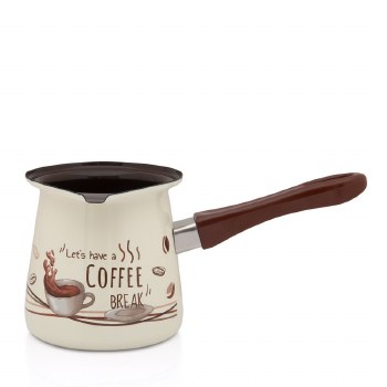 Metalac White Coffee Pot with Coffee Break Design 13 cm Diameter