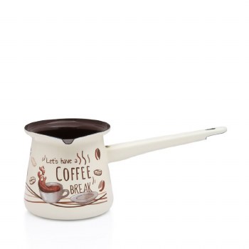 Metalac White Coffee Pot with Coffee Break Design 9 cm Diameter