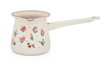 Metalac White Coffee Pot with Flower Design 11 cm Diameter