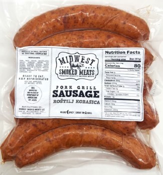 Midwest Smoked Meats Pork Grill Sausage 6 Pieces 551g F