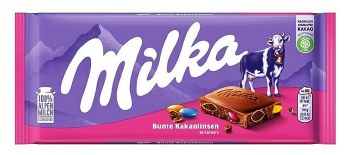 Milka Bunte Kakaolinsen Milk Chocolate Bar with Rainbow Pieces 100g