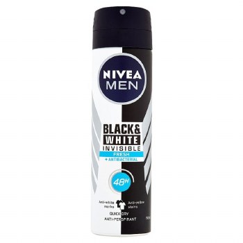 Nivea Men Black and White Fresh Invisible 48 Hour Spray Deodorant 150ml