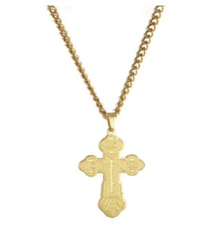 Orthodox Gold Etched Cross Necklace