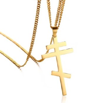 Orthodox Gold Three Bar Cross Necklace