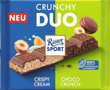 Ritter Sport Crunchy Duo Milk Chocolate with Cream and Hazelnut 218g