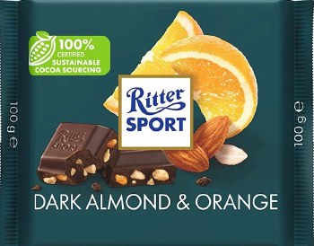 Ritter Sport Dark Chocolate With Almond and Orange 100g