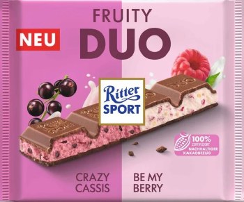 Ritter Sport Fruity Duo Milk Chocolate with Blackcurrent and Berry 218g