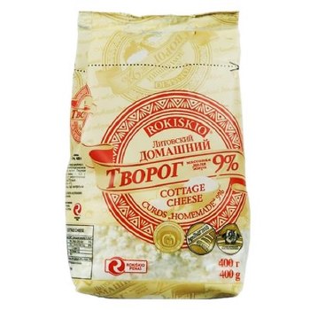 Rokiskio Homemade Farmer Cottage Cheese 9% Milk Fat 400g F