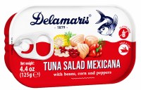 Delamaris Mexicana Tuna Sala with Beans Corn and Peppers in Oil 125g