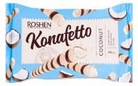 Roshen Coconut Konafetto Rolled Wafers with Cream Filling 140g