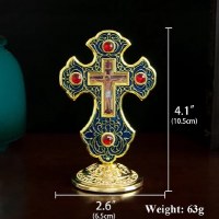 Additional picture of Red Orthodox Cross with Stand