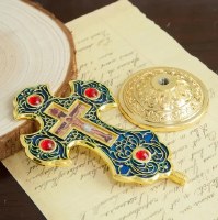 Additional picture of Red Orthodox Cross with Stand