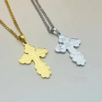 Engraved Orthodox Gold Cross Necklace