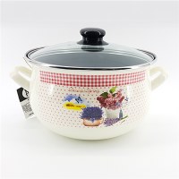 LS Home Enamel Cooking Pot with Lid 3.8L Lavender